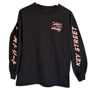 Key Street Moto Ichiban Black Long Sleeve T-Shirt Men’s Sz M Black/Pink Graphic